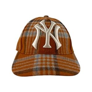 Gucci x MLB NY Yankees Plaid Baseball Cap Hat